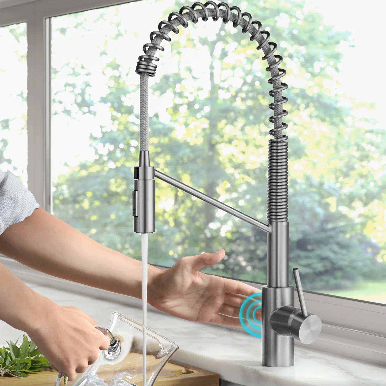 Online Oletto Touchless Pull-Down Single Handle Faucet in Spot Free Stainless Steel Touchless, Sensor And Tap Activated Kitchen Faucets|Single Hole