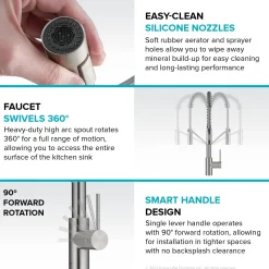 Online Oletto Touchless Pull-Down Single Handle Faucet in Spot Free Stainless Steel Touchless, Sensor And Tap Activated Kitchen Faucets|Single Hole