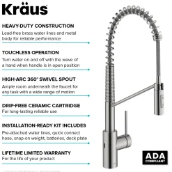 Online Oletto Touchless Pull-Down Single Handle Faucet in Spot Free Stainless Steel Touchless, Sensor And Tap Activated Kitchen Faucets|Single Hole
