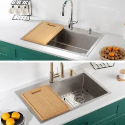 Outlet Organic Solid Bamboo Cutting Board for Kitchen Sink, 17.5" x 12" Cutting Boards