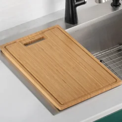 Outlet Organic Solid Bamboo Cutting Board for Kitchen Sink, 17.5