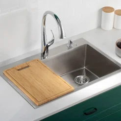 Outlet Organic Solid Bamboo Cutting Board for Kitchen Sink, 17.5