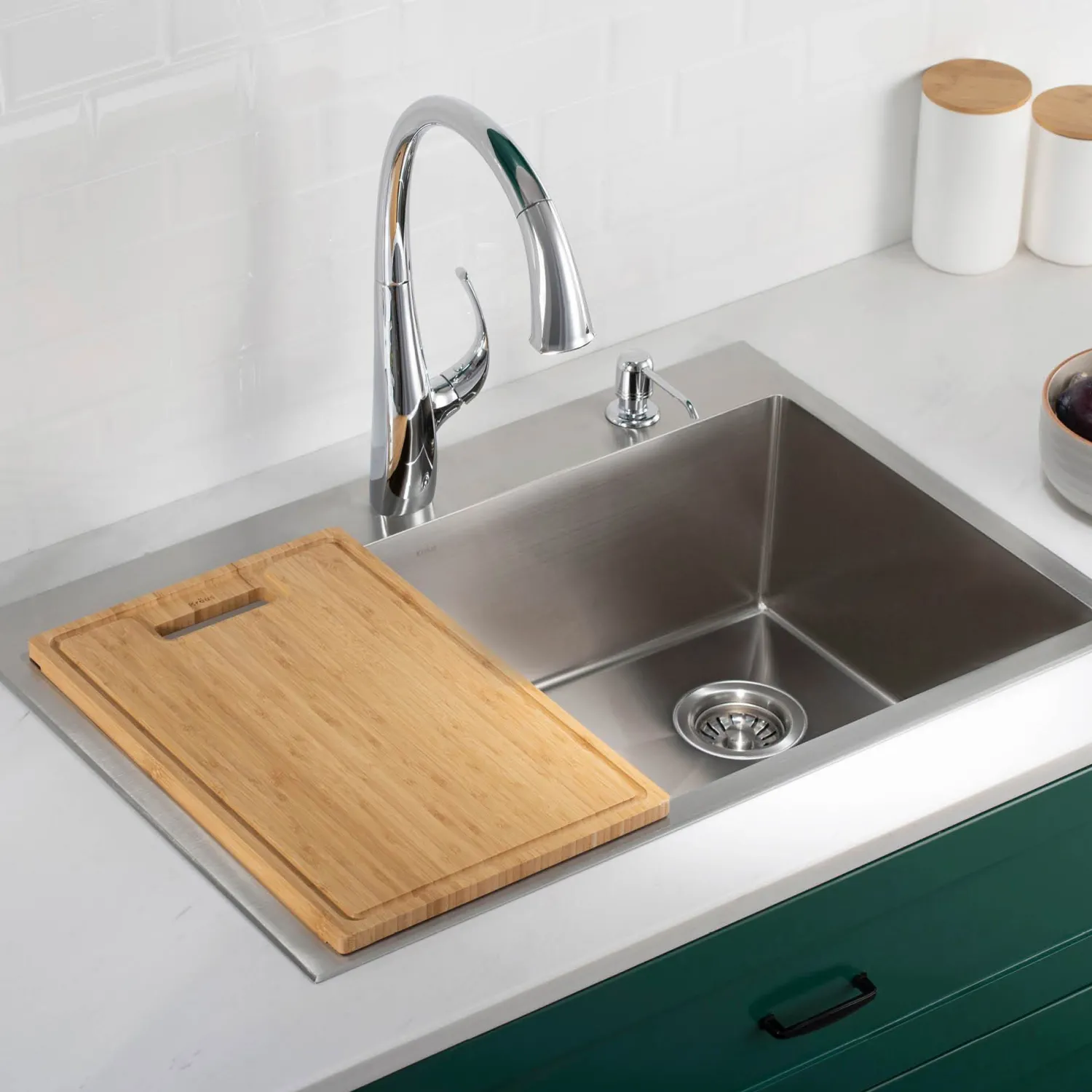 Outlet Organic Solid Bamboo Cutting Board for Kitchen Sink, 17.5" x 12" Cutting Boards