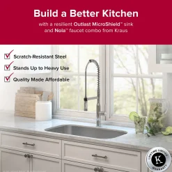 Clearance Outlast MicroShield 16 Gauge Stainless Steel Undermount Kitchen Sink Stainless Steel Sinks|Single Bowl Sinks