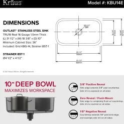 Clearance Outlast MicroShield 16 Gauge Stainless Steel Undermount Kitchen Sink Stainless Steel Sinks|Single Bowl Sinks