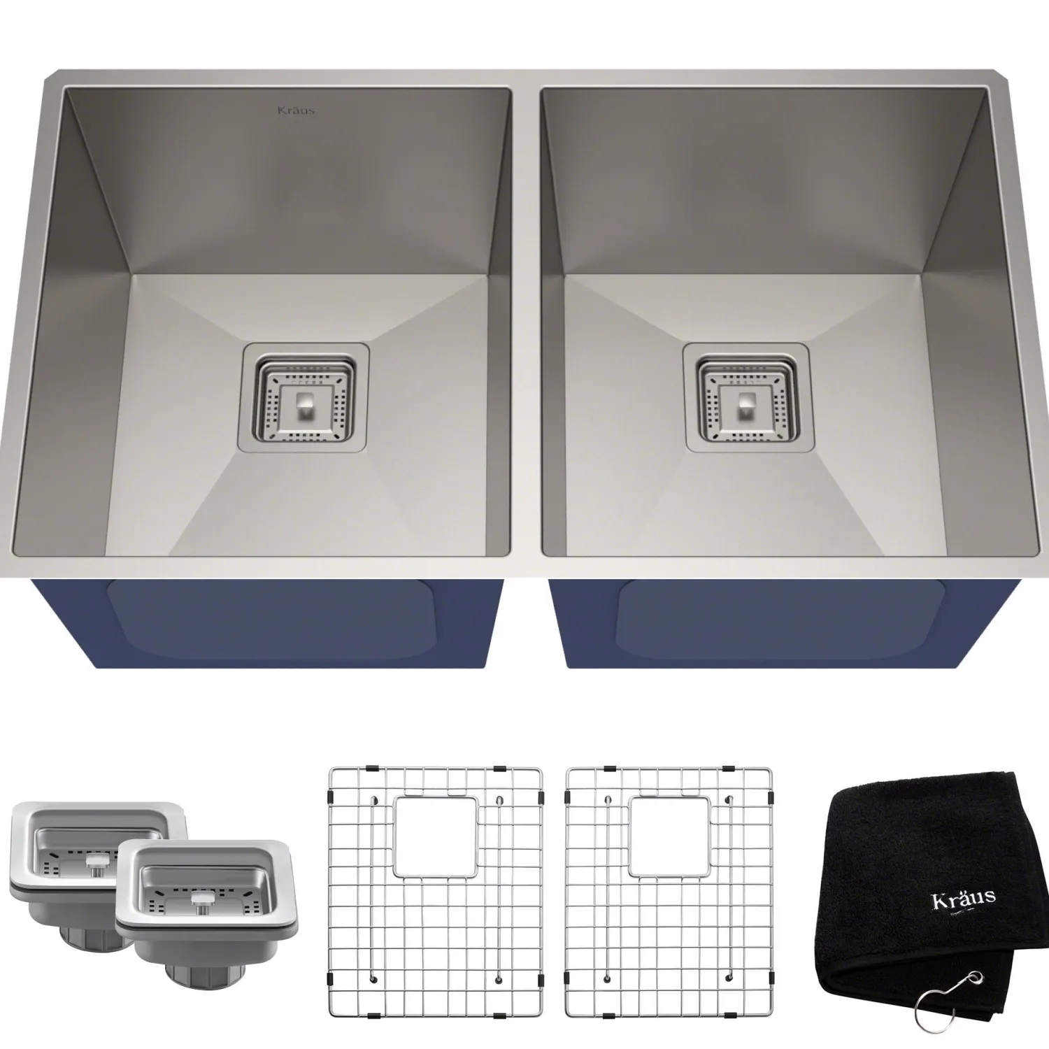 Online Pax Zero-Radius 31.5" Handmade Undermount 50/50 Double Bowl 16 Gauge Stainless Steel Kitchen Sink with NoiseDefend Soundproofing Stainless Steel Sinks|Double Bowl Sinks