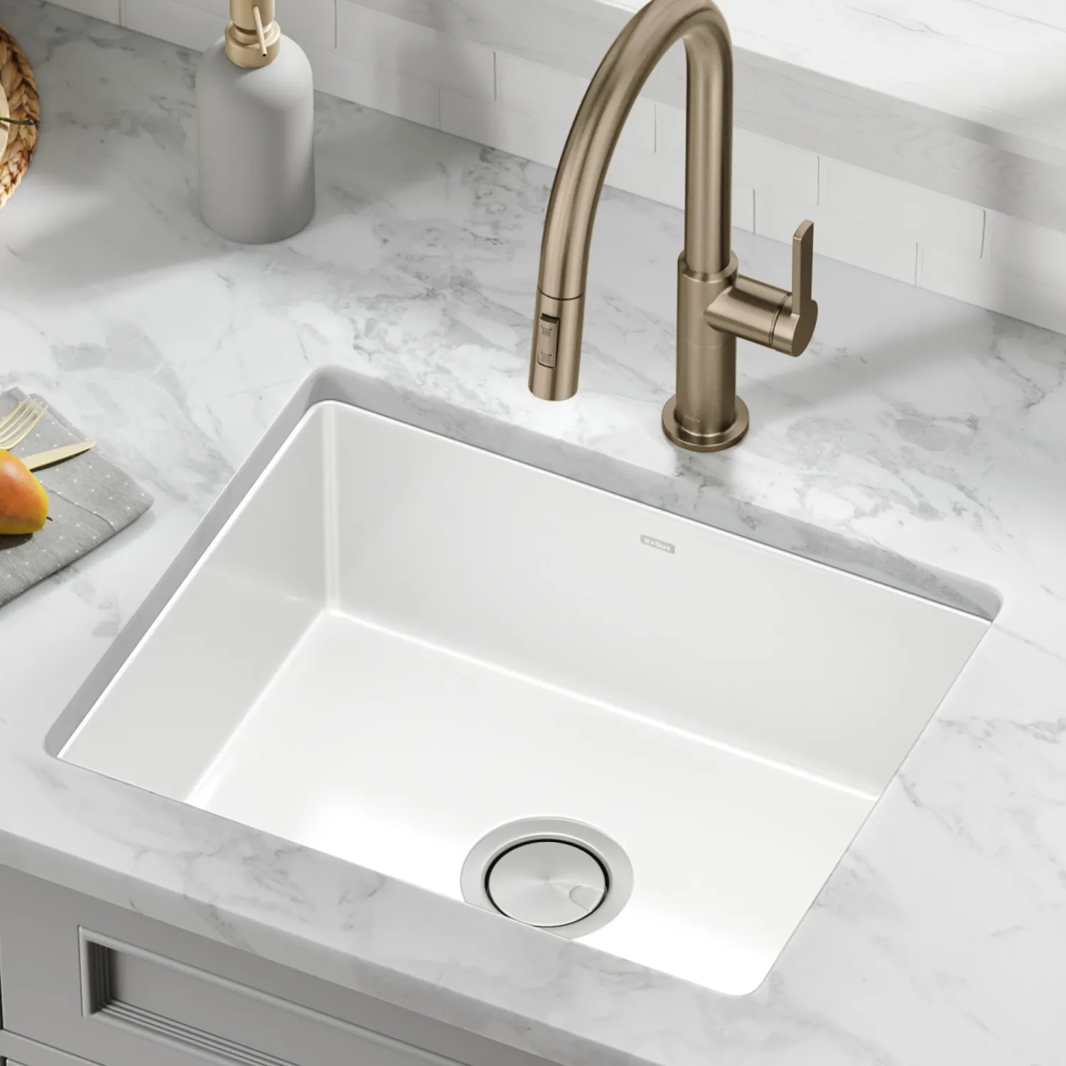 Discount Pintura 21" Undermount Enameled Single Bowl Kitchen Sink in White Single Bowl Sinks|Undermount Sinks