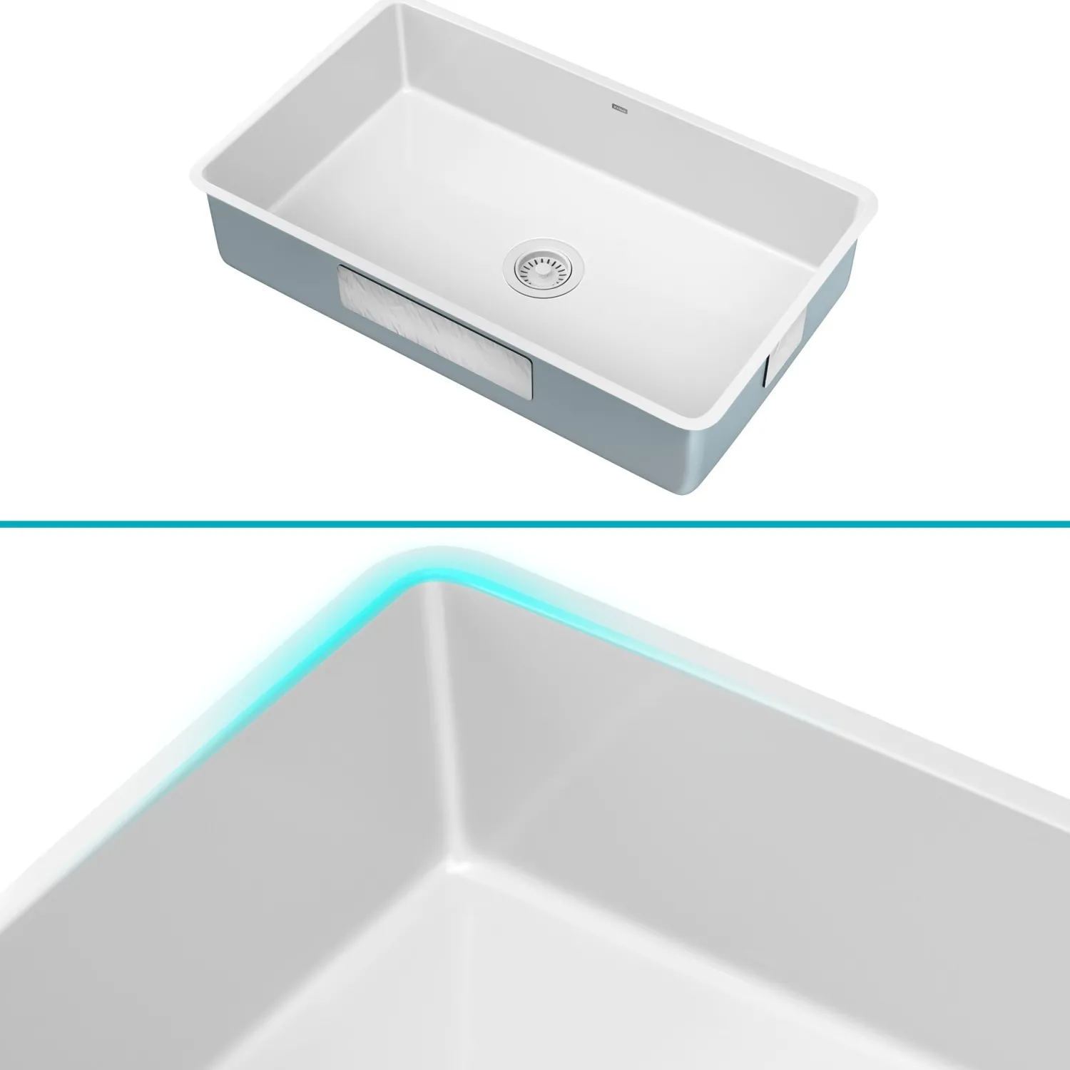 Outlet Pintura 32" Undermount Porcelain Enameled Steel Kitchen Sink in White Single Bowl Sinks|Undermount Sinks