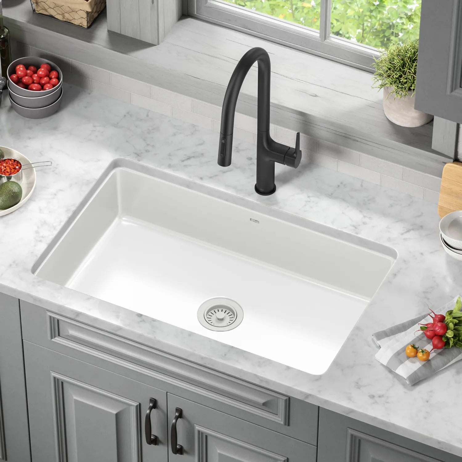 Outlet Pintura 32" Undermount Porcelain Enameled Steel Kitchen Sink in White Single Bowl Sinks|Undermount Sinks