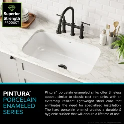 Sale Pintura 31 1/2" White Enameled Stainless Steel Kitchen Sink Single Bowl Sinks|Undermount Sinks