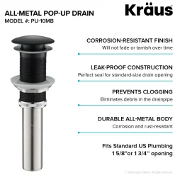 Sale Pop-Up Drain for Bathroom Sink in Matte Black Sink Drains|Overflow Bathroom Sink Drains