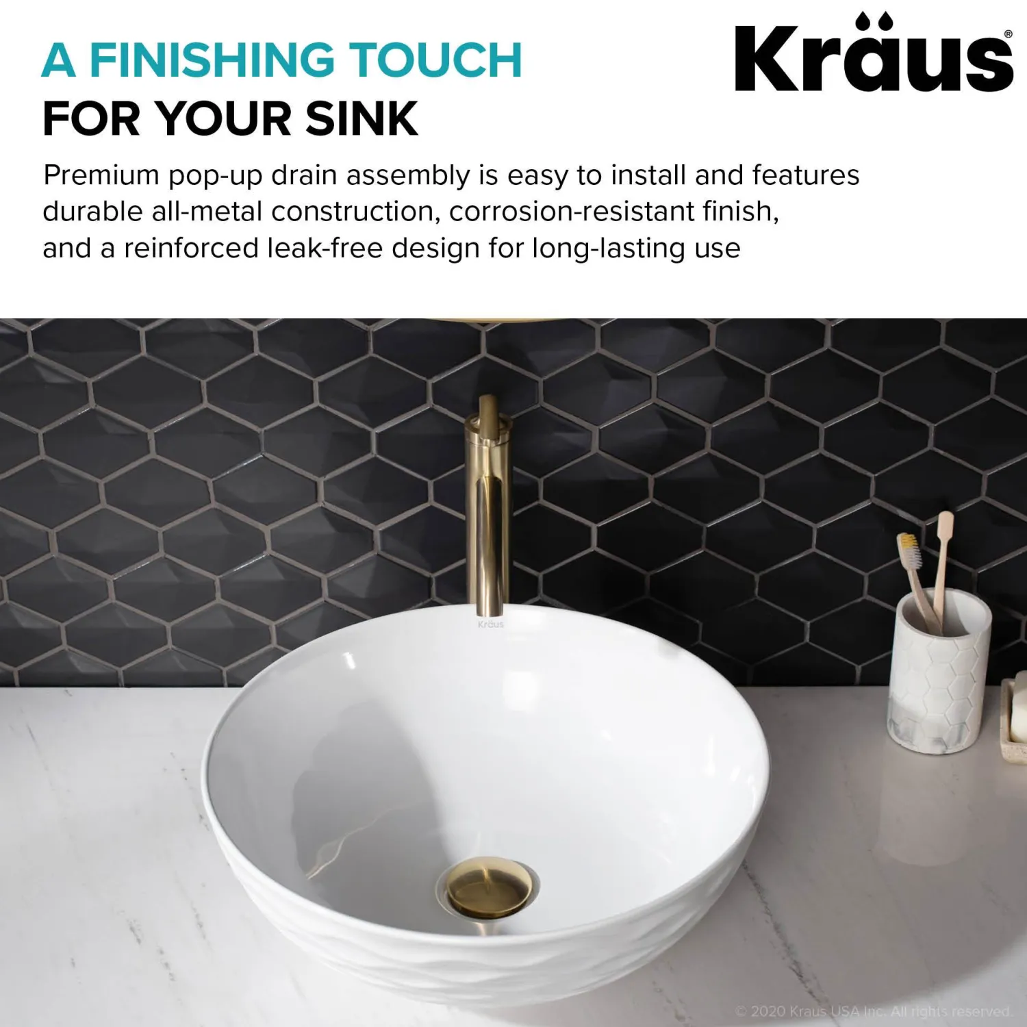 Best Pop-Up Drain for Bathroom Sink in Brushed Gold Sink Drains|Overflow Bathroom Sink Drains