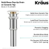 Clearance Pop-Up Drain with Porcelain Ceramic Top for Bathroom Sink without Overflow, Gloss Beige Sink Drains|Overflow Bathroom Sink Drains