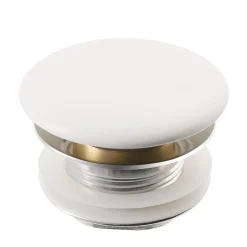 Clearance Pop-Up Drain with Porcelain Ceramic Top for Bathroom Sink without Overflow, Gloss Beige Sink Drains|Overflow Bathroom Sink Drains