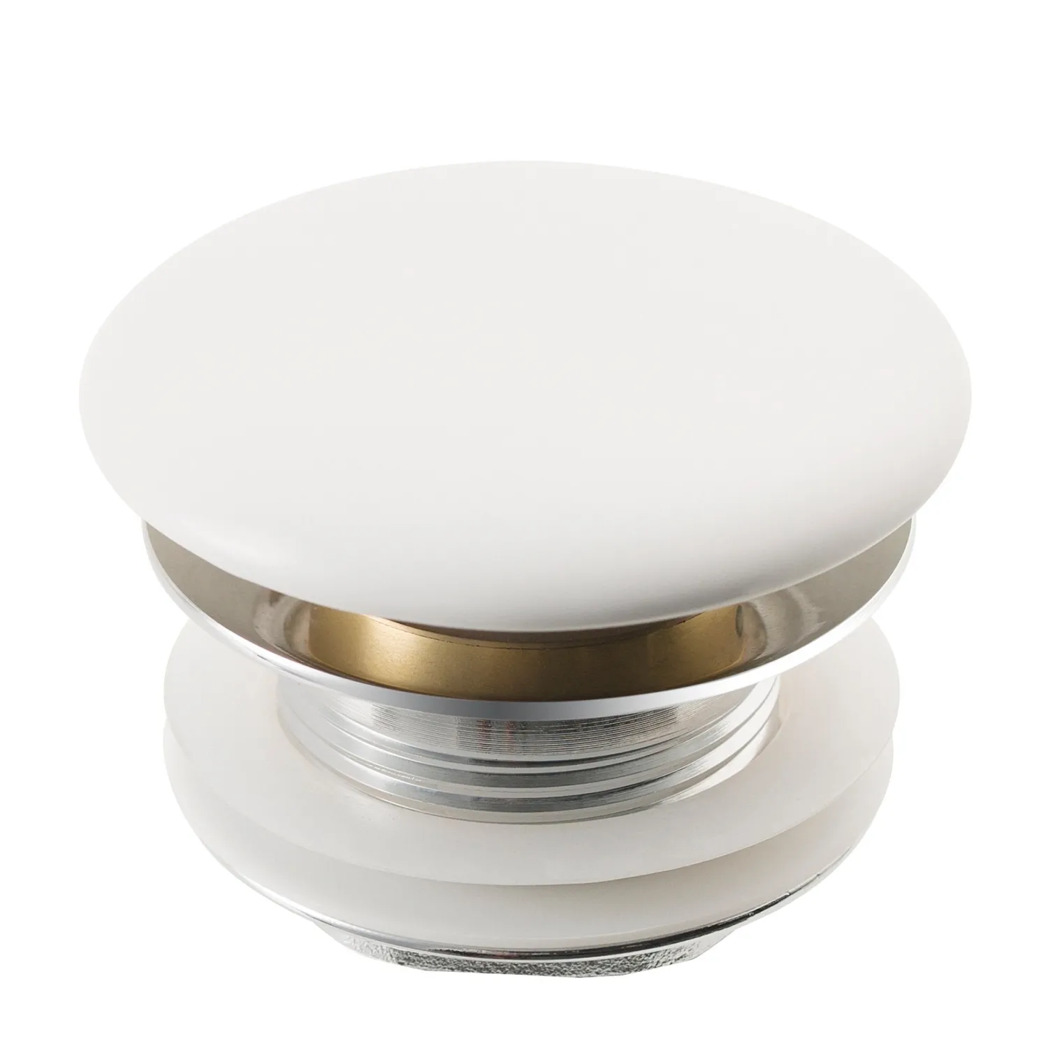 Clearance Pop-Up Drain with Porcelain Ceramic Top for Bathroom Sink without Overflow, Gloss Beige Sink Drains|Overflow Bathroom Sink Drains