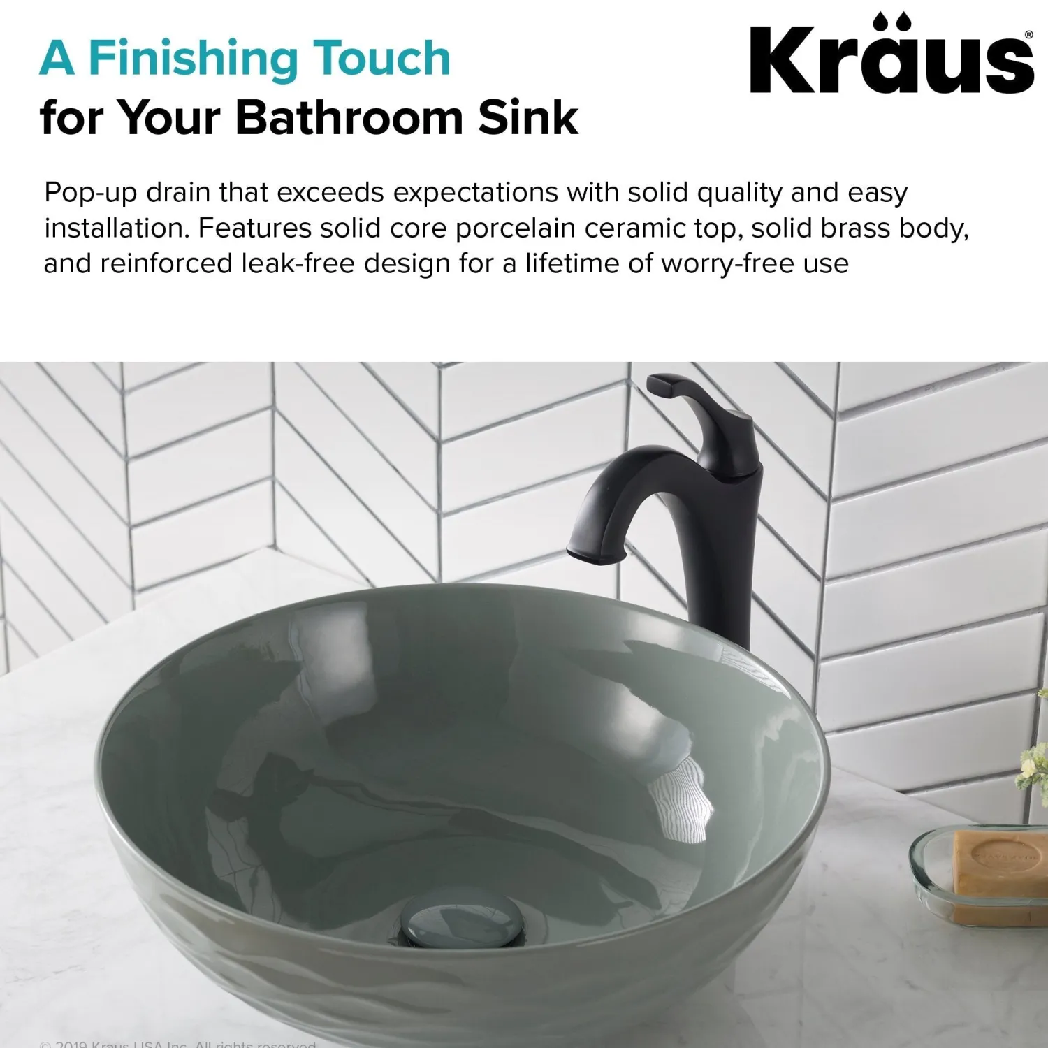 Clearance Pop-Up Drain with Porcelain Ceramic Top for Bathroom Sink without Overflow, Gloss Beige Sink Drains|Overflow Bathroom Sink Drains