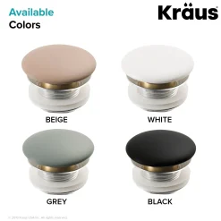 Clearance Pop-Up Drain with Porcelain Ceramic Top for Bathroom Sink without Overflow, Gloss Beige Sink Drains|Overflow Bathroom Sink Drains