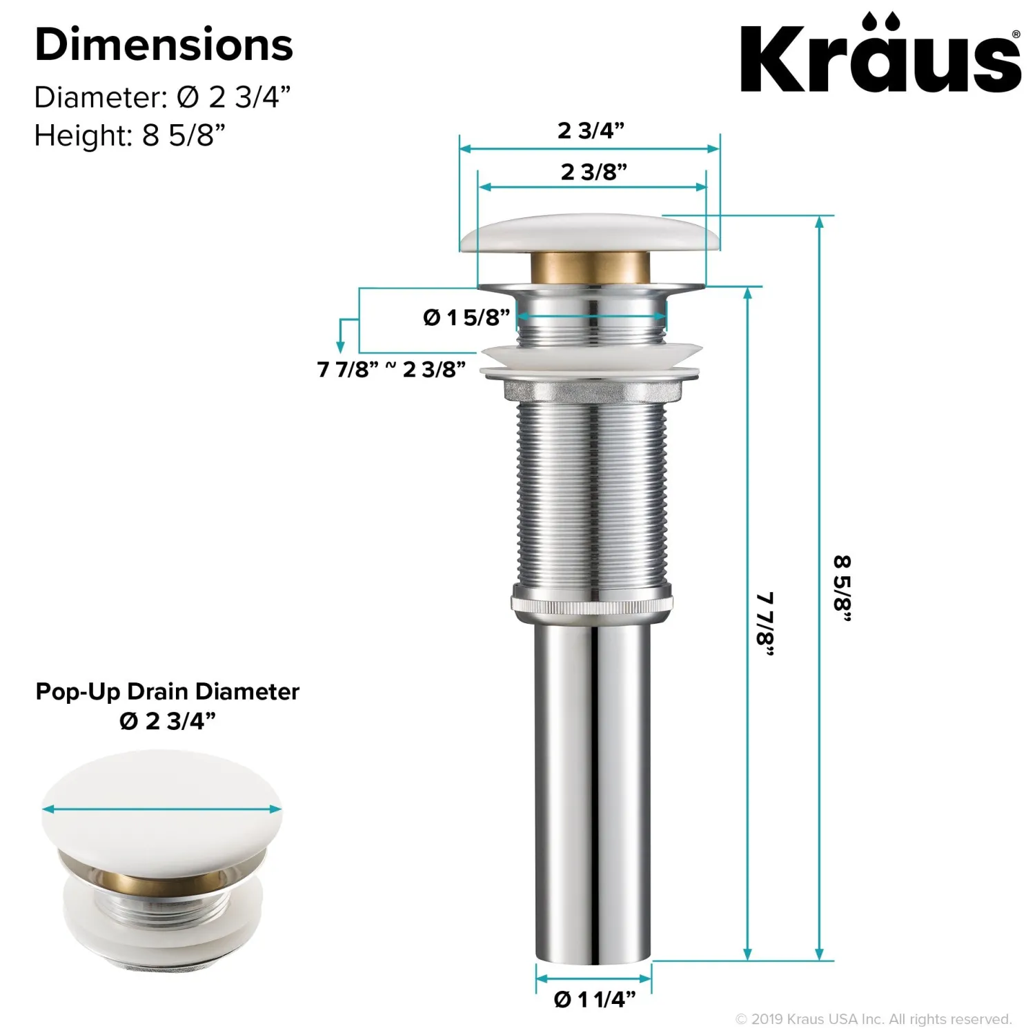 Clearance Pop-Up Drain with Porcelain Ceramic Top for Bathroom Sink without Overflow, Gloss Beige Sink Drains|Overflow Bathroom Sink Drains