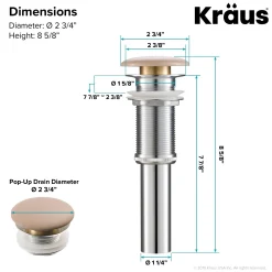 Clearance Pop-Up Drain with Porcelain Ceramic Top for Bathroom Sink without Overflow, Gloss Beige Sink Drains|Overflow Bathroom Sink Drains