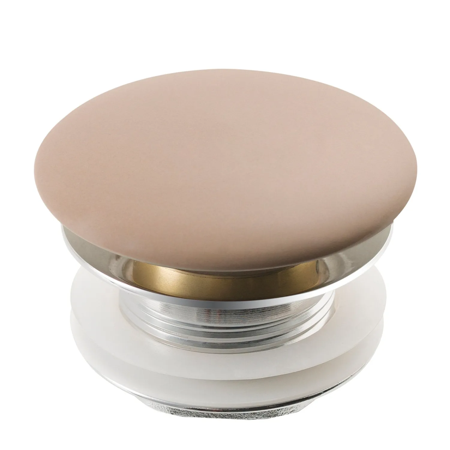 Clearance Pop-Up Drain with Porcelain Ceramic Top for Bathroom Sink without Overflow, Gloss Beige Sink Drains|Overflow Bathroom Sink Drains