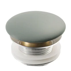 Outlet Pop-Up Drain with Porcelain Ceramic Top for Bathroom Sink without Overflow, Gloss Grey Sink Drains|Overflow Bathroom Sink Drains