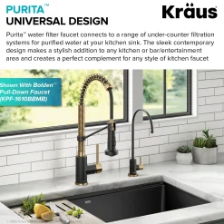 Best Purita 100% Lead-Free Kitchen Water Filter Faucet in Black and Brushed Brass Single Hole|Water Filter Faucets