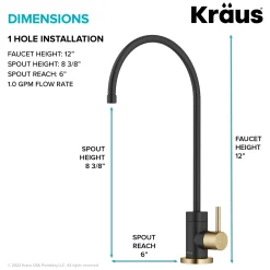 Best Purita 100% Lead-Free Kitchen Water Filter Faucet in Black and Brushed Brass Single Hole|Water Filter Faucets