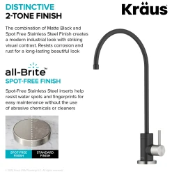 Purita 100% Lead-Free Kitchen Water Filter Faucet in Spot Free Stainless & Matte Black Single Hole|Water Filter Faucets