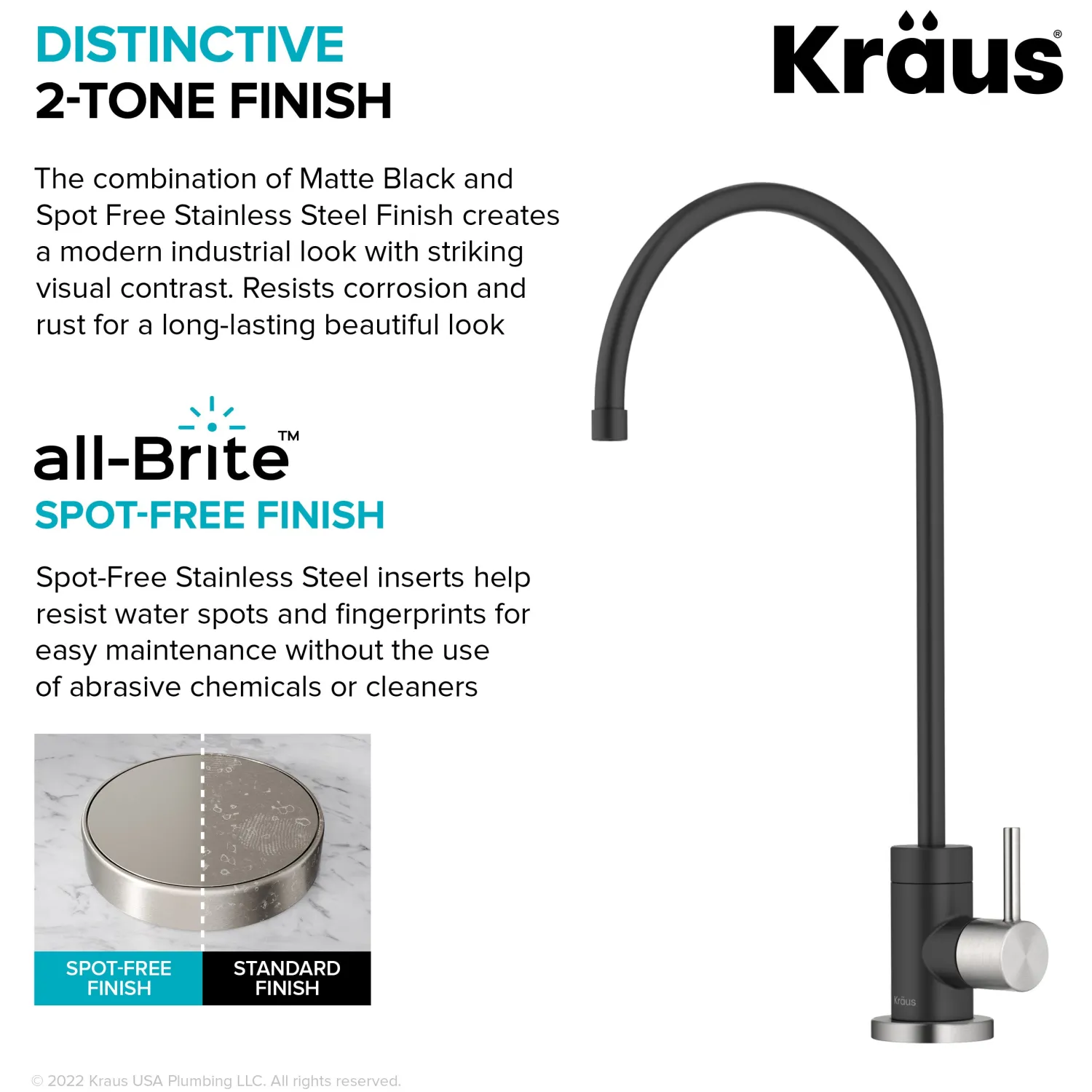Purita 100% Lead-Free Kitchen Water Filter Faucet in Spot Free Stainless & Matte Black Single Hole|Water Filter Faucets