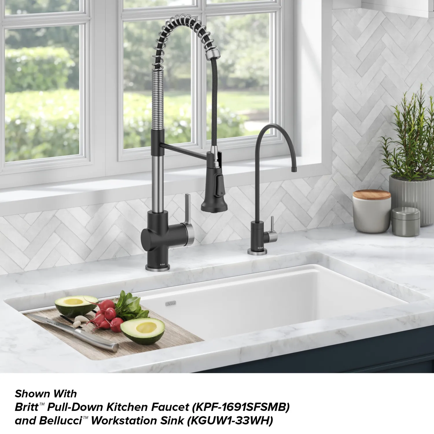 Purita 100% Lead-Free Kitchen Water Filter Faucet in Spot Free Stainless & Matte Black Single Hole|Water Filter Faucets