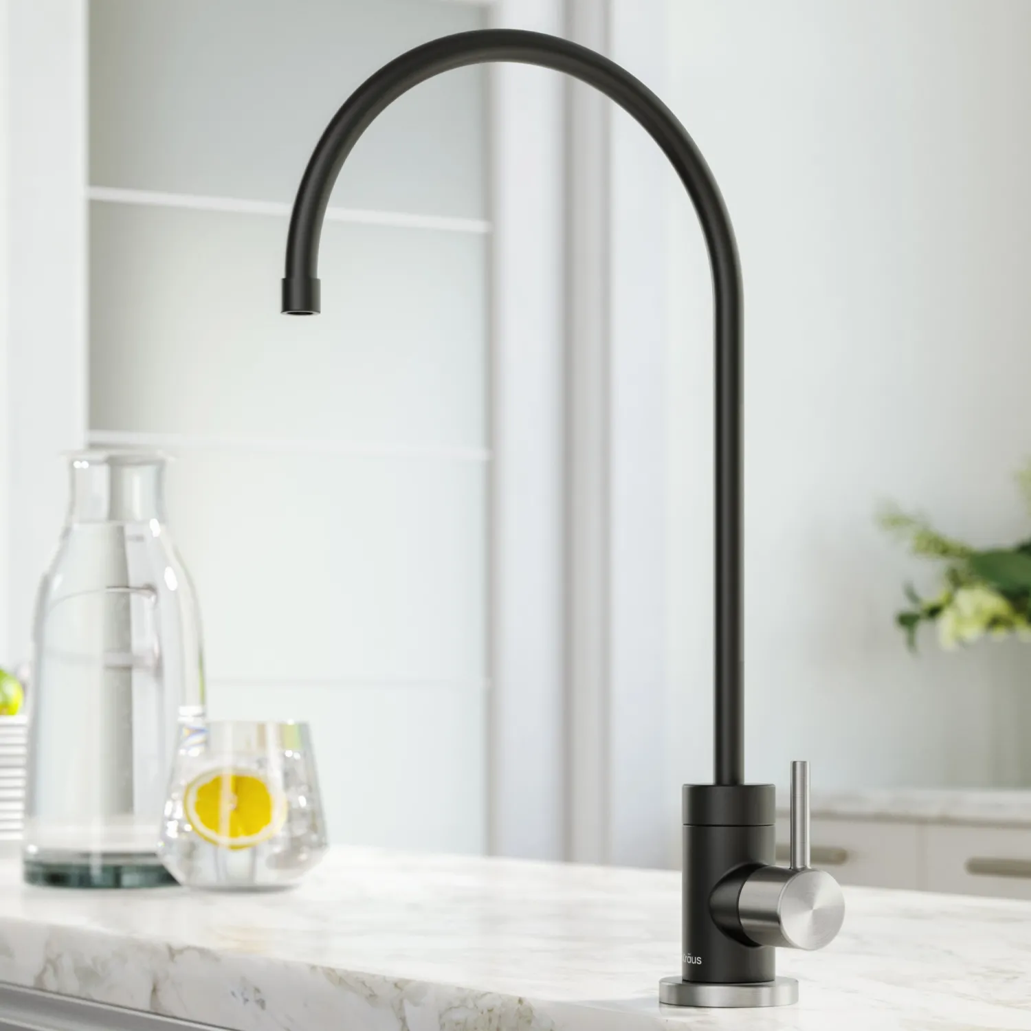 Purita 100% Lead-Free Kitchen Water Filter Faucet in Spot Free Stainless & Matte Black Single Hole|Water Filter Faucets