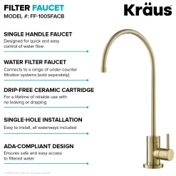 New Purita 100% Lead-Free Kitchen Water Filter Faucet in Spot Free Antique Champagne Bronze Single Hole|Water Filter Faucets