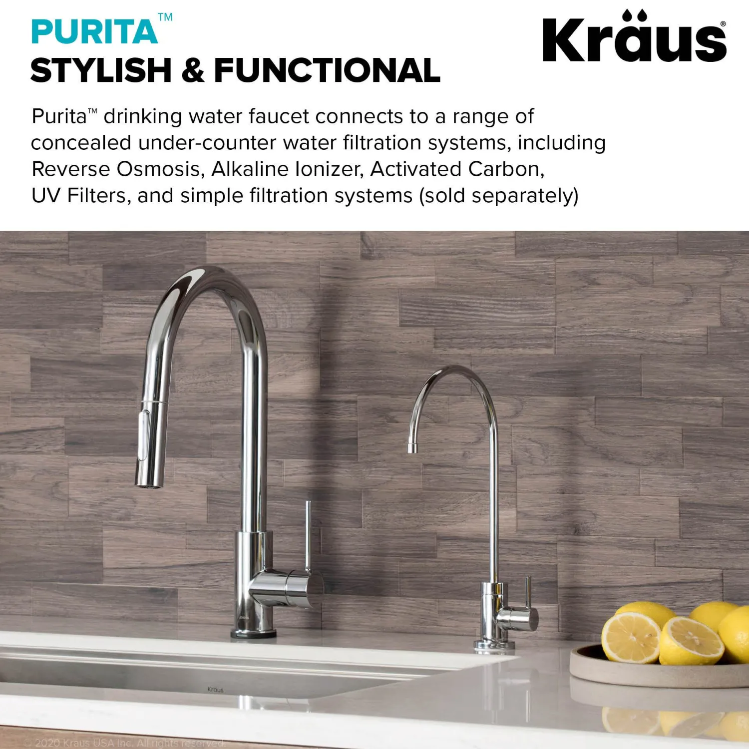 Purita 100% Lead-Free Kitchen Water Filter Faucet in Chrome Single Hole|Water Filter Faucets