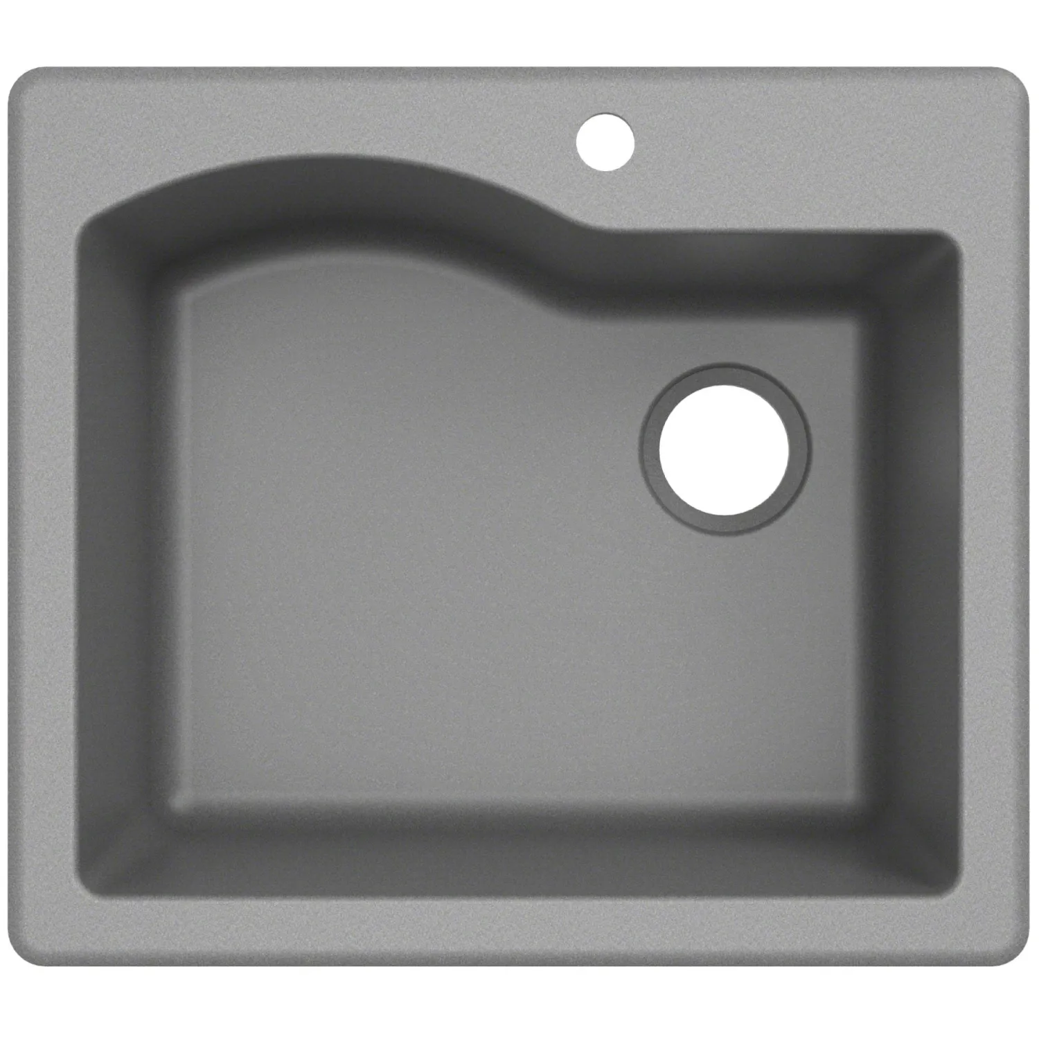 Sale Quarza 25" Dual Mount Single Bowl Granite Kitchen Sink in Grey Drop-In / Top Mount Sinks|Single Bowl Sinks