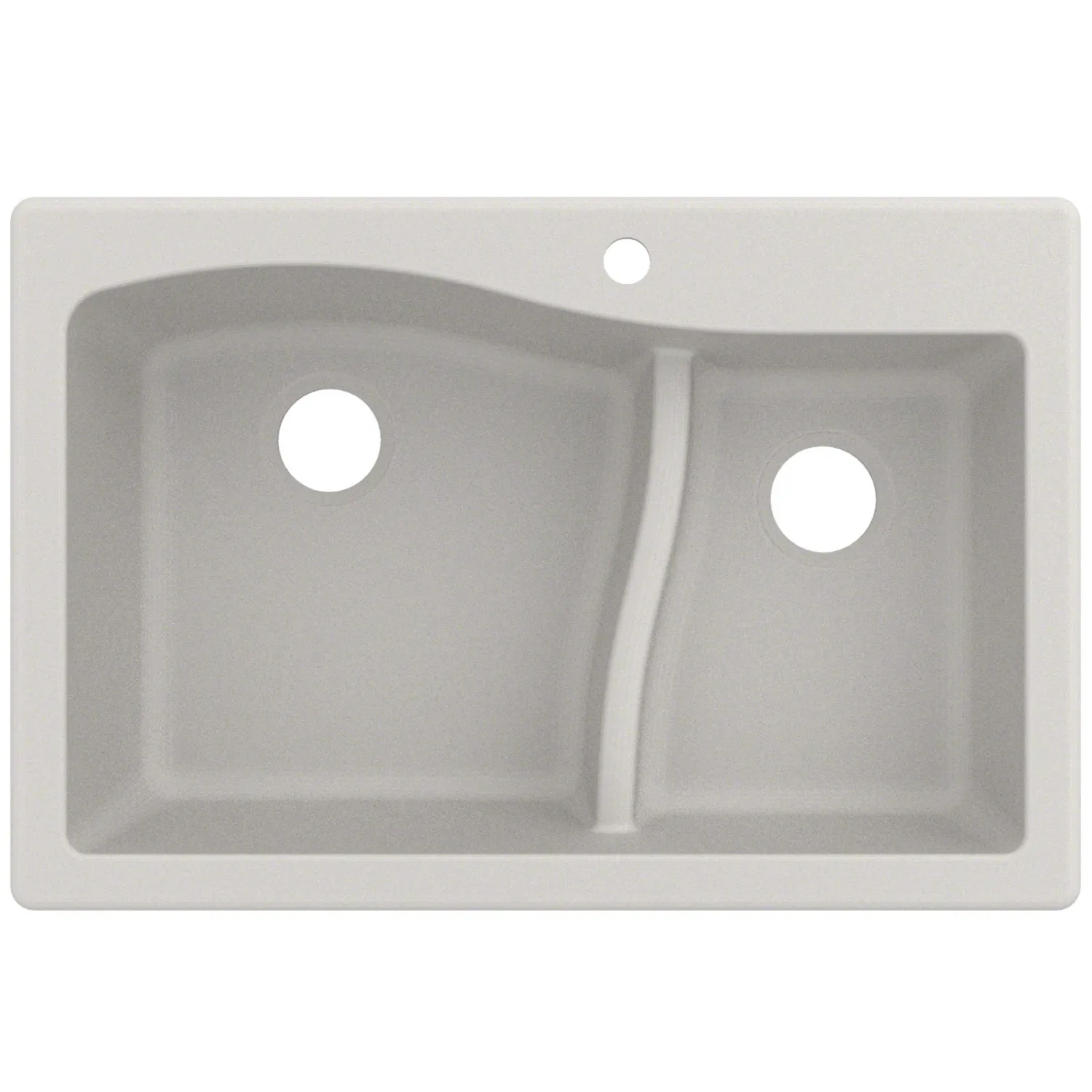 Sale Quarza 33" White Dual Mount 60/40 Double Bowl Granite Kitchen Sink Drop-In / Top Mount Sinks|Double Bowl Sinks