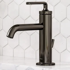 Outlet Ramus Single Handle Bathroom Sink Faucet with Lift Rod Drain in Gunmetal - **Discontinued ** Single Hole
