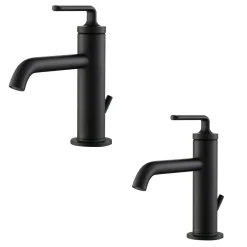 Online Ramus Single Handle 2-Pack Bathroom Sink Faucet with Lift Rod Drain in Matte Black Single Hole