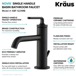 Online Ramus Single Handle 2-Pack Bathroom Sink Faucet with Lift Rod Drain in Matte Black Single Hole