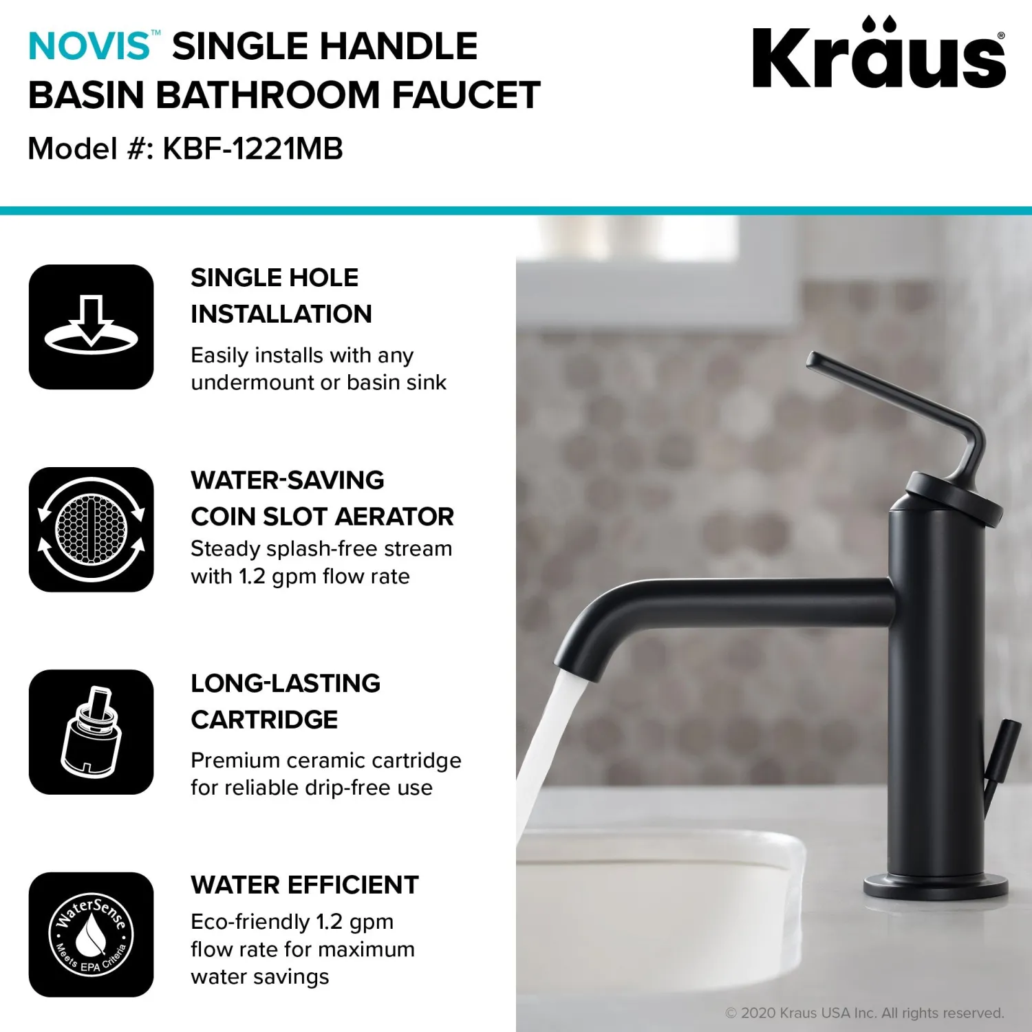 Online Ramus Single Handle 2-Pack Bathroom Sink Faucet with Lift Rod Drain in Matte Black Single Hole