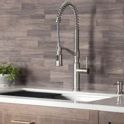 Outlet Sellette Commercial Style Pull-Down Kitchen Faucet in Spot Free Stainless Steel Single Hole