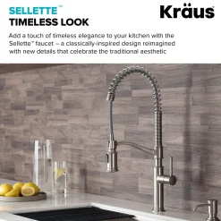Outlet Sellette Commercial Style Pull-Down Kitchen Faucet in Spot Free Stainless Steel Single Hole