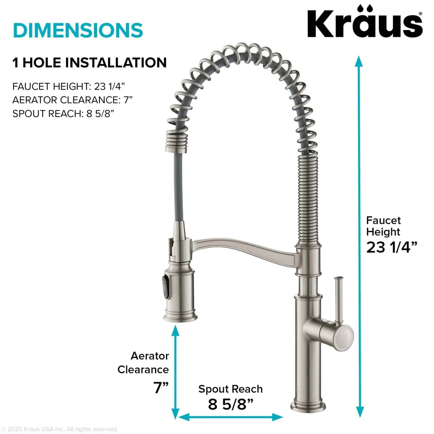 Outlet Sellette Commercial Style Pull-Down Kitchen Faucet in Spot Free Stainless Steel Single Hole
