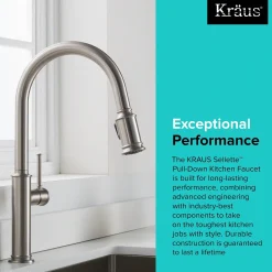 Hot Sellette Single Handle Pull Down Kitchen Faucet with Dual Function Sprayhead in Spot Free all-Brite Stainless Steel Single Hole