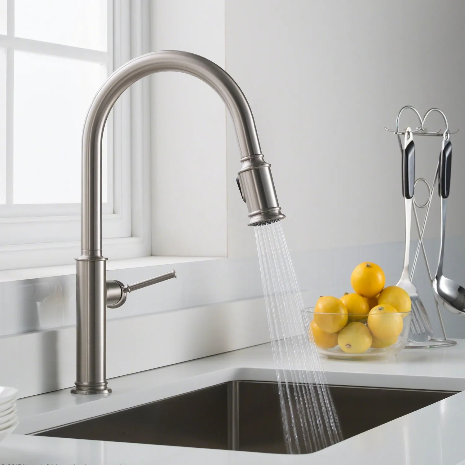 Hot Sellette Single Handle Pull Down Kitchen Faucet with Dual Function Sprayhead in Spot Free all-Brite Stainless Steel Single Hole