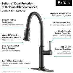 New Sellette Single Handle Pull Down Kitchen Faucet with Deck Plate and Soap Dispenser in Oil Rubbed Bronze Single Hole