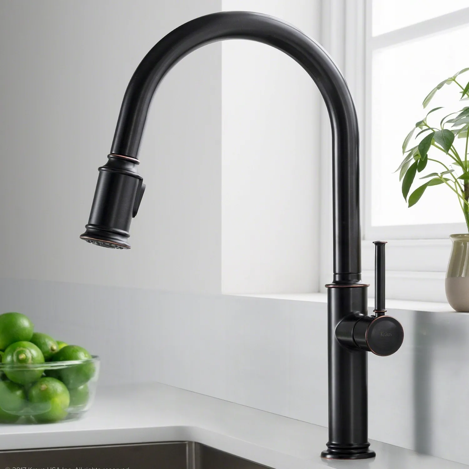 New Sellette Single Handle Pull Down Kitchen Faucet with Deck Plate and Soap Dispenser in Oil Rubbed Bronze Single Hole