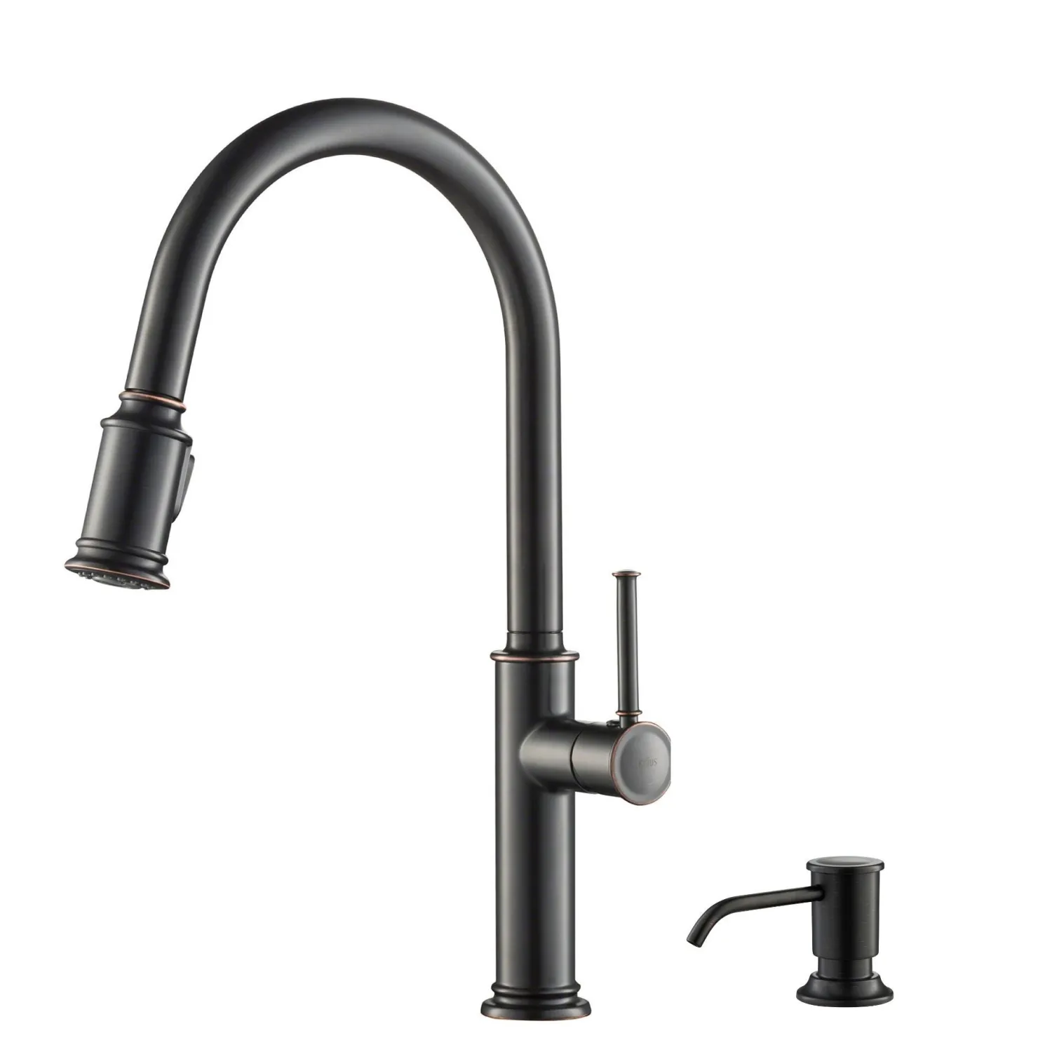 New Sellette Single Handle Pull Down Kitchen Faucet with Deck Plate and Soap Dispenser in Oil Rubbed Bronze Single Hole
