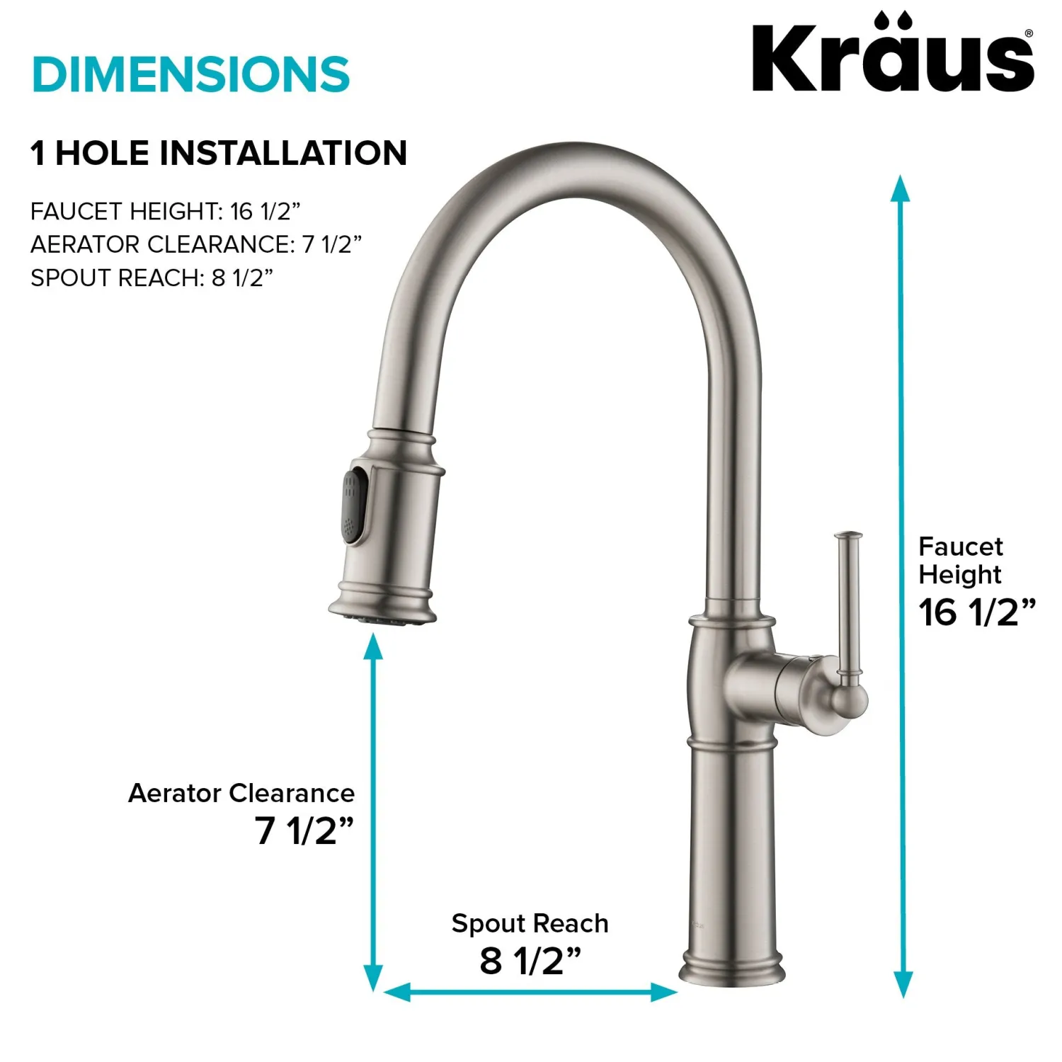 Hot Sellette Traditional Single Handle Pull-Down Kitchen Faucet in Spot Free Stainless Steel Single Hole