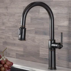 Online Sellette Traditional Single Handle Pull-Down Kitchen Faucet in Oil Rubbed Bronze Single Hole