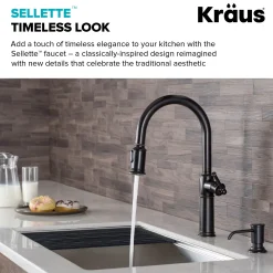 Online Sellette Traditional Single Handle Pull-Down Kitchen Faucet in Oil Rubbed Bronze Single Hole
